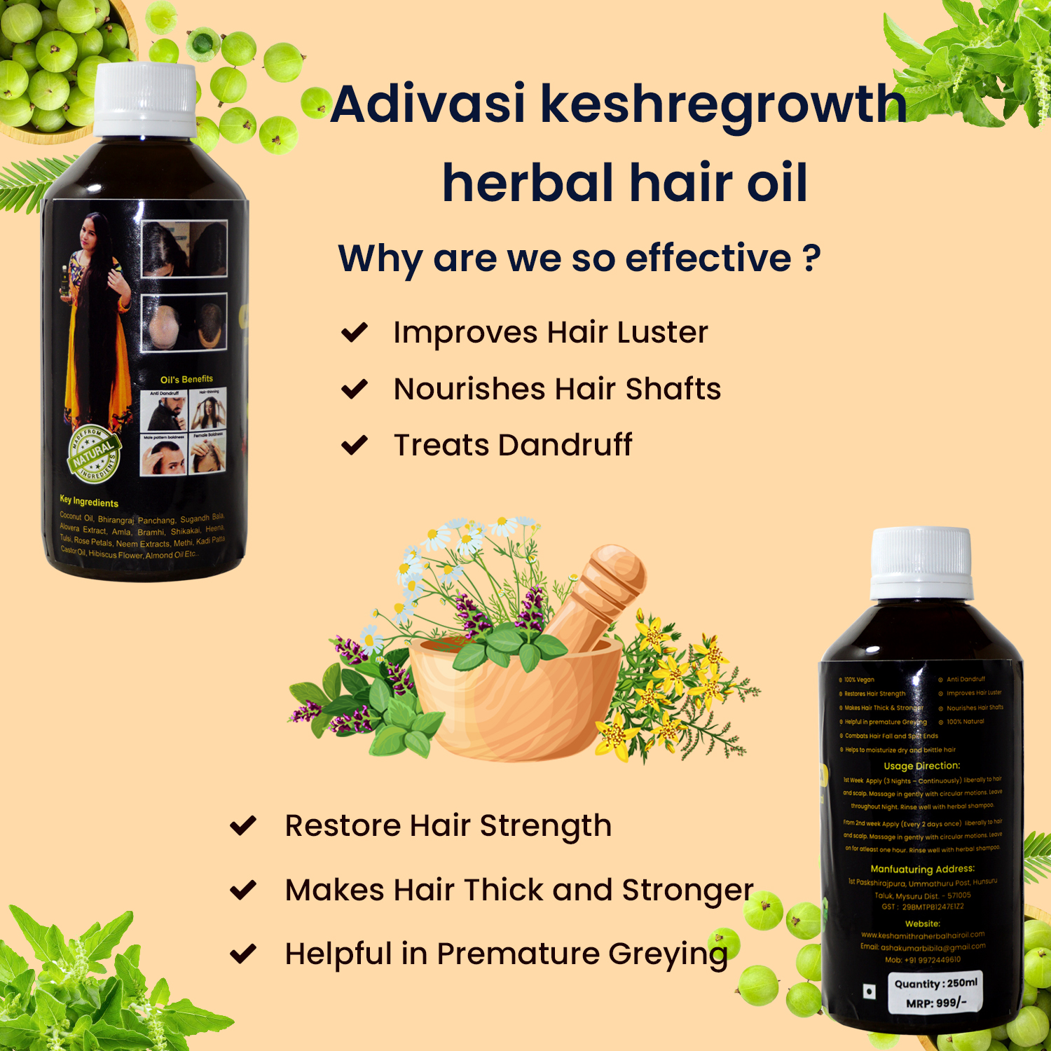 Keshamithra Herbal Hair Oil 250 ML - Kesha Mithra Herbal Hair Oil ...